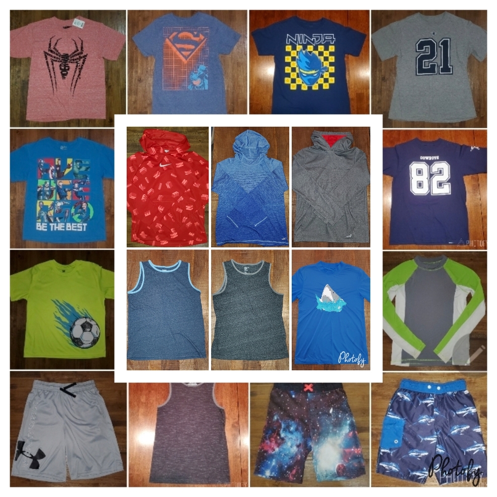 Boy's Medium & Large Clothing Bundle - Athletic Tops Nike Hoodie Shorts Cowboys